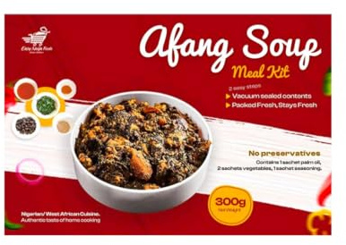 Afang Soup Kit – Authentic Nigerian Soup Mix with Waterleaf, Afang Leaves, Seasoning, Periwinkle & Palm Oil | Ready in 20 Mins | Serves 5 | Enjoy with Fufu | West African Food