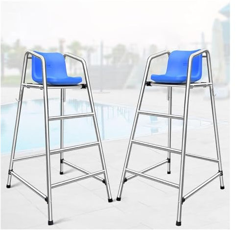 sedia da bagnino per piscina Confezione da 2 sedie per bagnino a bordo piscina extra alte, scala/sedie per arbitro per carichi pesanti con sedile comodo, sedia per bagnino per adulti/bambini(150cm/4.9