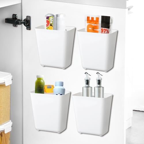 CRESZZLE Set de 4 cajas organizadoras autoadhesivas de pared, organizador productos limpieza, caja organizadora plástico, para armario de baño y cocina, organizador de objetos pequeños.