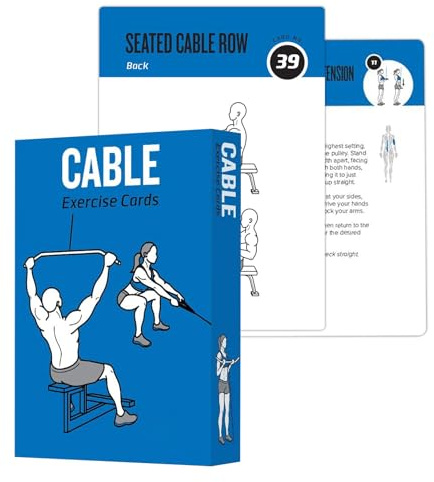 ELAORY Cable Workout Cards, 62 Exercises Cards Deck Large Size 5 x 3.5 Fitness Cards for Women & Men, Beginner Fitness Guide to Training Exercises at Home or Gym