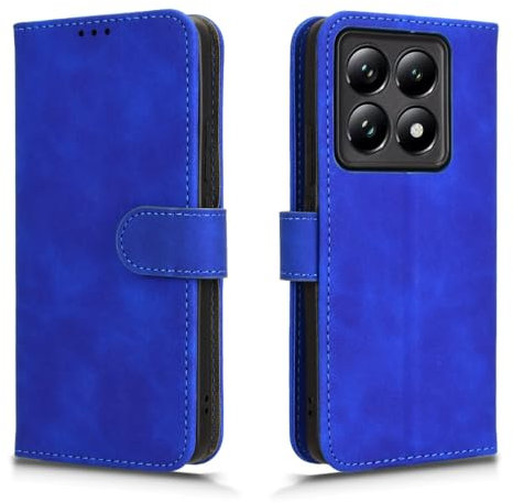 HAOYE Coque pour Xiaomi 14T Pro 5G, Etui Protection Housse Premium en Cuir PU Flip Case Portefeuille ave ID Carte de Crédit Slot Fermeture Magnétique, Bleu