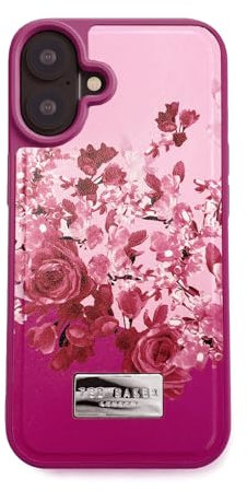 Ted Baker Scattered Flowers Inlay Hard Shell for iPhone 16 Plus Compatible with Magsafe - Pink