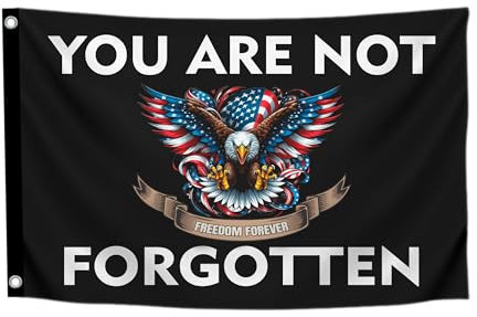 Drapeau aigle américain de 0,9 x 1,5 m avec 2 œillets en laiton – Drapeau « You Are Not Forgotten » – Drapeau USA Freedom Forever pour extérieur ou intérieur – Bannière en polyester pour une