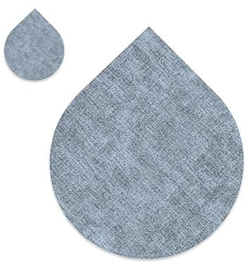 Tischset 4 Stück, Tropfenförmig, hitzebeständig/schmutzabweisend. Platzsets und Untersetzern, Küchen-Tischsets für Esstisch, 38x46cm+10x12cm, Dunstblau