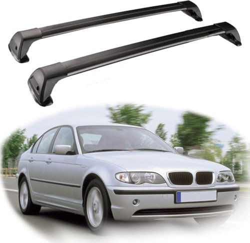 GEBBEM DachträGer für BMW 3 Series E46 Saloon 1999-2004, Dachgepäckträger Alu Dachgepäckablage, Paar Schwarze gewidmet Diebstahl-Bars,Black-Hatchback e46