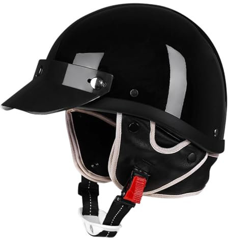 Caschi Demi-Jet Moto Vintage Omologato ECEDOT Mezzo Casco Da Motociclista Caschi Cromwell Con Fibbia Sgancio Rapido+Occhiali Casco A Scodella Per Uomo Donna Scooter Street 5,M:57-58CM