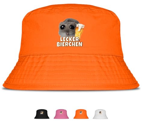 Prozente Momente Lecker Bierchen - Lustiger Fischerhut – Der perfekte Sonnenhut für Herren & Damen – Ideal als Malle-Outfit, Party-Accessoire & Festival-Eimerhut für den Strand | Farbe Orange