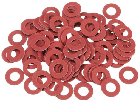 sourcing map Lot de 220 rondelles plates en fibre M8 - Rondelles isolantes unies - 8 mm x 16 mm x 16 mm x 1 mm d'épaisseur - Rondelles en papier en acier rouge pour fixation de machines, plomberie