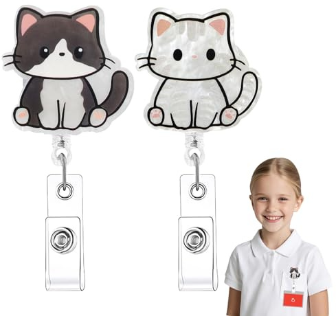 FloraMolly Schlüsselband Ausziehbar, 2-teilige nette Abzeichen Rolle Acryl Lanyard einziehbar für Kinder Student Kinderarzt
