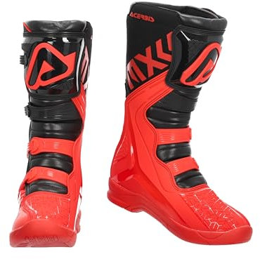 Acerbis Stivali X-Team Nuovo Modello Motocross Supermoto Enduro tutte le dimensioni 39-47 Stivali Scarpe, rosso/nero, 43 EU