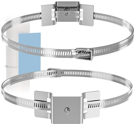 Pole Clamps - Road Street Sign Band Clip - Adjustable Metal Hardware for Cameras Mailbox Solar Panel Water Heater
