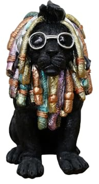 Gifts Direct 2 U Black Lion Ornament Dreadlocks Rasta Resin Figurine Quirky Unique Home Decor