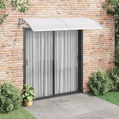 Auvent de Porte d'entrée Toit Marquise en Polycarbonate Protection Contre La Pluie et UV Marquise Porte d'entrée, Gris 240x100 cm Polycarbonate