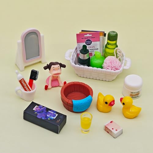 Wichtel Zubehör Weihnachte,22 pcs Puppenhaus Zubehör Deko, Miniatur Wichtelzubehör Badezimmer-Accessoire-Set,für Personen ab 15 Jahren