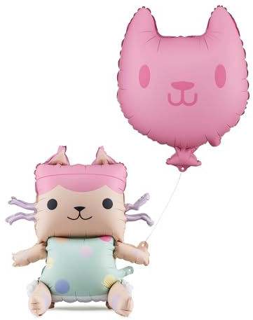 Gabby's Dollhouse Baby Box Foil Balloon 43 x 46 cm Cat 35 x 37 cm Helium Air Balloon for Kids Birthday Party Decoration Birthday Decoration