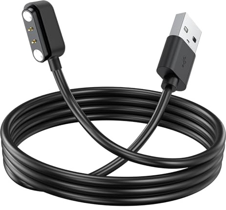 TwinkleHolm Magnetic Charger for YAMAY SW022, 2 Pin 4mm Smart Watch Charging Cable Compatible with AGPTEK LW11, Ticwatch GTX, Xiaomi Haylou RT LSO5S (Black)