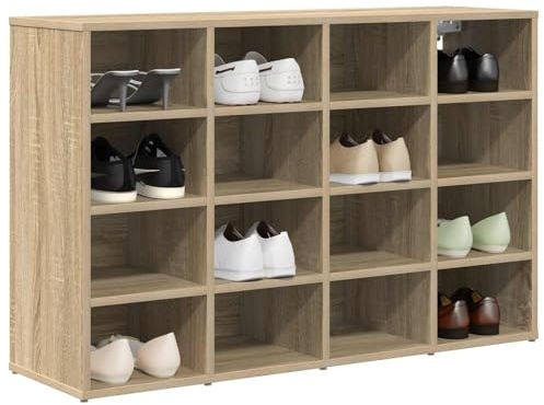 vidaXL Shoe Cabinet Sonoma oak 103 x 30 x 67 cm Engineered wood, Ample Storage for Hallway, Rectangular Minimalist Shoe Cabinet, Stylish Organizer, Functional Home Entry Solution, Space Saver