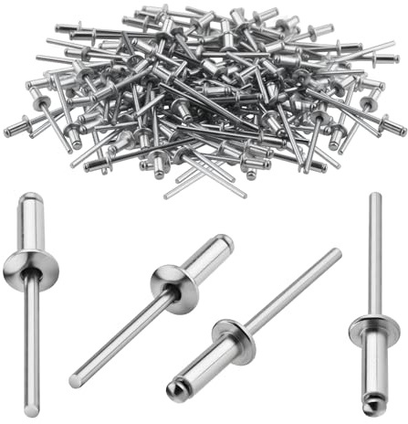 TXXATX 4x8 mm Aluminium Blind Rivets 120 Pieces Silver Dome Head Pop Rivets Open End Rivet for Metal Wood Plastic Furniture Car Marine Verbindung und Befestigung