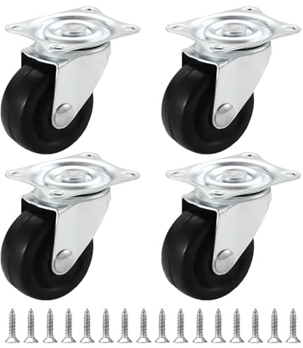 1 Zoll Möbelrollen 4er Set mit Schrauben, Rollen für Möbel | Lenkrollen Schwerlast Rollen für Möbel, Tisch, Transport, Mini Flache Räder zum Anschrauben