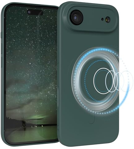 EAZY CASE - Silikonhülle magnetisch für iPhone Air Hülle Silikon Grün weich stoßfeste Magnet Handyhülle Schutzhülle mit Kameraschutz Dünn Schutz Cover TPU Bumper in Piniengrün