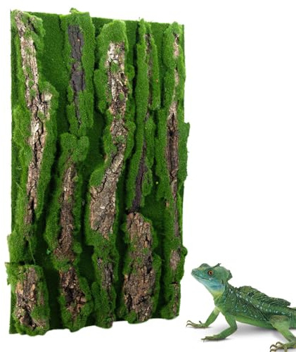 Kork Rückwand Terrarium - Dekorative Rinden Struktur, Feuchtigkeitsbeständige Wand für Reptilien, Natürliches Design mit Moosoptik | Lebensraum Dekoration für Schildkröten Geckos Chamäleons Schlangen
