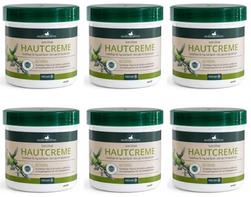 Herbamedicus Hautcreme Olivenöl 6 x 250 ml – Pflege für Gesicht & Körper, für Tag und Nacht