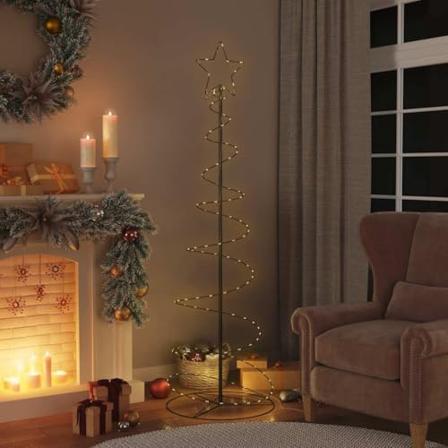 Sophrelle Albero di Natale a LED 120 LED Bianco Caldo 180 cm Nero,4019499