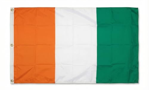 Flaggenfritze® Elfenbeinküste Flagge 150 x 250 cm, großformatige Fanflagge mit 3 Metallösen für Fanmeile, Mast und Eventtage + Gratis Aufklerber