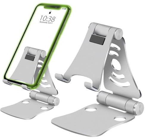 Cellet Cell Phone Desk Table Holder Stand Dock Compatible with All Smartphones, iPhone 11 Pro Xs Max Xr X 8 7 6 6s Plus 5 5s 5c Samsung Note 10 9 8 Galaxy S11 10 9 8 Plus e Charging Switch lite-Silver