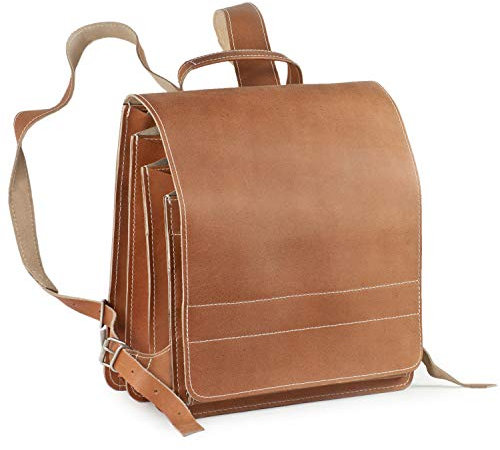 Jahn-Tasche – Sehr Großer Lederrucksack/Lehrer-Rucksack Größe XL aus Leder, Natur-Braun Marmoriert, Modell 670
