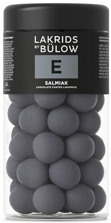 LAKRIDS BY BÜLOW - E - Salmiak - 295g - Dänische Gourmet Lakritz-Kugeln - Salmiak Lakritzkern umhüllt von Weißer Schokolade und einer knusprigen Zuckerhülle