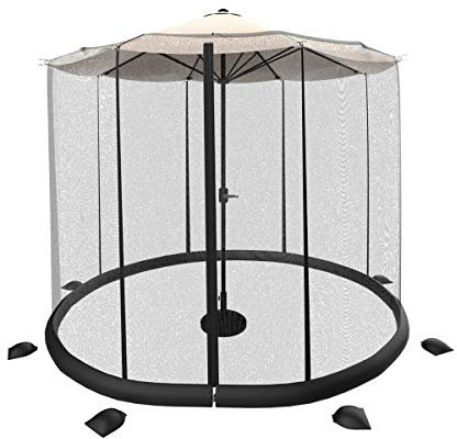 Pure Garden Mosquito Net for Patio Umbrellas - Bug Screen for 9ft Umbrellas to Keep Out Insects - Zippered Mesh Cover with Weighted Bottom