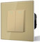 BSEED Interrupteur à Bascule Bouton Poussoir Applique Murale Interrupteur MéCanique 10A 250V Plaque De Cristal Trempé Or 2 Gang 1 Voie Interrupteur D'éClairage Sans Vis