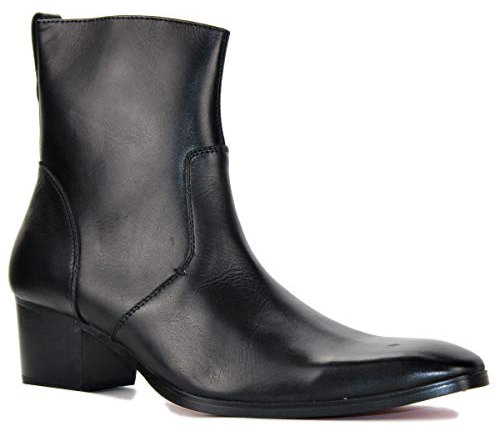 COWSDELLA Stivali da uomo in pelle Stivali da Moto da Cowboy con cerniera Chukka Tacco Casual Stivaletti JY002,nero,US10.5(EU44)