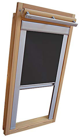Verdunkelungsrollo Rollo für VELUX Dachfenster TYP GGL/GPL/GGU/GPU - F06 - Farbe dunkelgrau - mit Aluminium Seitenschienen - KLICK Montage
