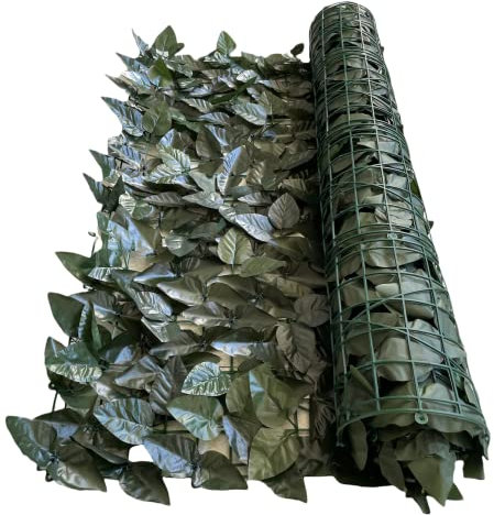 Siepe Artificiale Sintetica Ornamentale con Foglie di Lauro per Recinzioni Terrazze Giardini e Balconi
