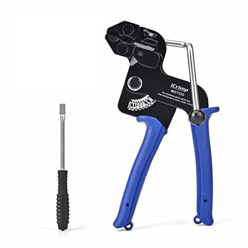 iCrimp Stainless Steel Cable Tie Gun, Metal Zip Tie Wrap Tool for Tightening & Cutting, Includes Free Zip Tie Release Tool