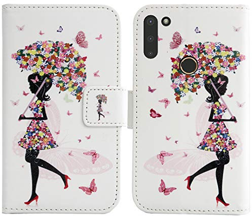 Lankashi PU Flip Leder Tasche Hülle Case Cover Handytasche Schutzhülle Etui Skin TPU Sillikon Schale Für Gigaset GS4 / GS4 Senior 6.3 (Umbrella Girl Design)