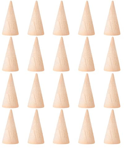 Mini Holz Weihnachtsbaum Ringkegel Ringhalter: 20 Stücke Ring Holzkegel zum Bemalen Basteln Ringständer Kleiner Christbaum DIY Kinder Weihnachten Bastelset Schmuckständer Schmuck Display Ständer