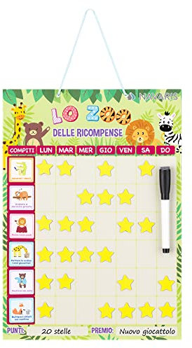 Navaris Tabla de recompensas para niños - Pizarra magnética Infantil con imanes para recompensar Buena conducta - Tablero en Italiano con 62x imán