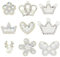 FINGERINSPIRE 36-teilige glänzende Strass-Patches Krone/Blume/Herz/Geweih/Schmetterling in Form von Imitationsperlen, Kristallapplikationen mit Behälter, dekoratives Zubehör für die Reparatur