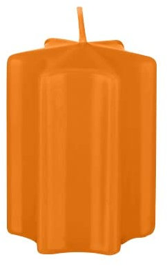 Sternkerzen Mango Orange 6 x Ø 6 cm, 4 Stück, Adventskerzen, Weihnachtskerzen
