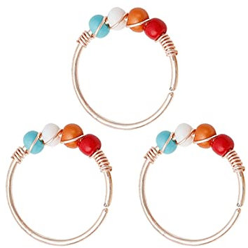 Banemi 3Stück Nasenpiercing Echt, Nasenring Piercing Rosegold Runde Form mit Perlen Körperschmuck für Mädchen