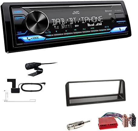JVC KD-X482DBT 1-DIN Autoradio Media Receiver Digitalradio DAB+ Bluetooth Amazon Alexa USB Einbauset passend für Peugeot 106 1991-2003 schwarz
