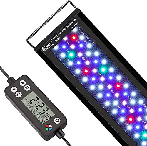 Hygger Luz Acuario,Luz Acuario Plantado,26W 24/7 Ciclo de Iluminación Luz LED Acuario con Espectro Completo con Monitor LCD, 7 Colores,Temporizador Ajustable,3 Modos para Tanque de 76-91cm