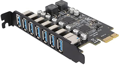 PCIe USB 3.2 Gen 2-Karte, 5 Gbit/s PCIe zu USB 3.2 7-Port PCIE-Erweiterungskarte, PCI-Express-USB-Zusatzkarte, Schnelle Übertragung Interne Erweiterungskarte auf der Vorderseite