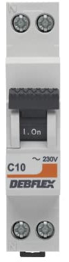 DEBFLEX - Disjoncteur 10A Phase + Neutre 3KA - Module Coupe-Circuit - Certifié NF - Installation dans Tableau Electrique - Gris