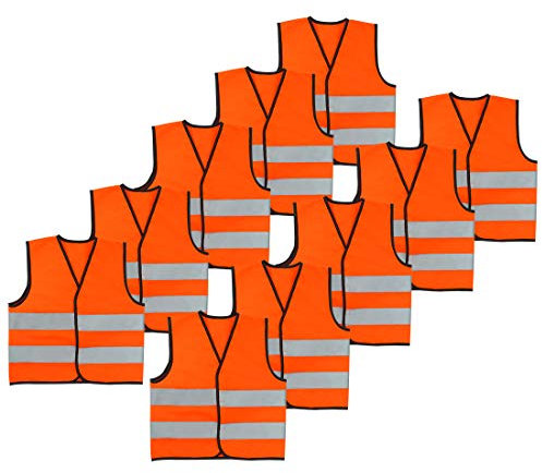 Signalweste Kinder Radfahren High Visibility Vest Sicherheitsdienst Hohe Sichtbarkeit Warnwesten Atmungsaktiv Kinderwarnweste Reflektierende 10 Stück Orange