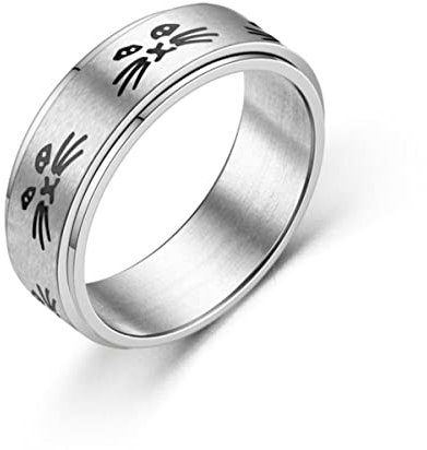YAHOYA Angst Ring Fidget Spinner Ringe für Frauen Männer Edelstahl Drehen Sie frei Katze Anti Stress Zubehör Schmuck