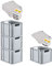 PROREGAL SuperSparSet 4x Eurobox NextGen Economy mit Scharnierdeckel & gelben Verschlüssen | Griffe offen | HxBxT 32x30x40cm | 30 Liter | Eurobehälter Transportbox Transportbehälter Stapelbehälter